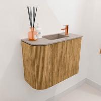 Toiletmeubel Mondiaz Joya Dlux | 51.6 cm | Meubelkleur Oak | Faye wastafel Saba Wasbak Rechts | 1 kraangat