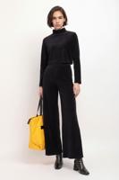 Fluweelzachte broek met wijd uitlopende pijpen - BLACK - M