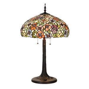 LumiLamp Tiffany Tafellamp Ø 46x72 cm Groen Glas Tiffany Bureaulamp Groen Tiffany Bureaulamp