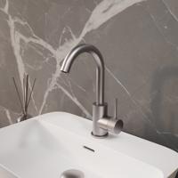 Wastafelmengkraan Aquasplash Ridged Gebogen met Draaibare Uitloop RVS Aquasplash