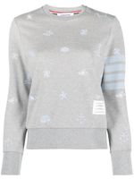 Thom Browne sweat Nautical à broderies - Gris
