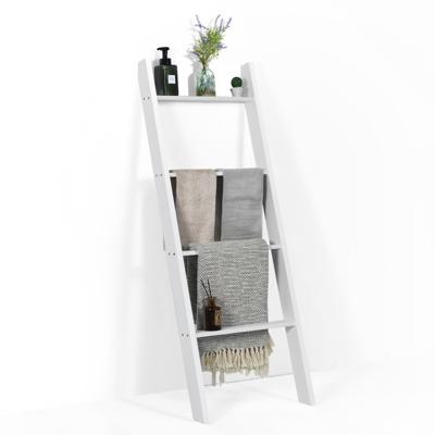 Vrijstaande Ladder voor de Badkamer Vloer Handdoekrek Modern Handdoekrek Verticaal 4-Laags Opbergrek Wit