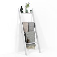 Vrijstaande Ladder voor de Badkamer Vloer Handdoekrek Modern Handdoekrek Verticaal 4-Laags Opbergrek Wit