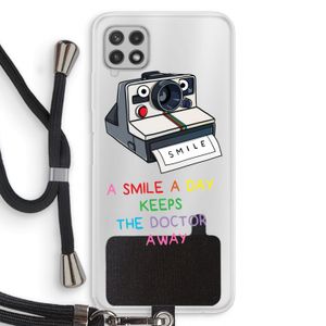 Smile: Samsung Galaxy A22 4G Transparant Hoesje met koord