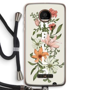 Hello bloemen: Motorola Moto Z Force Transparant Hoesje met koord