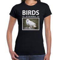 Sneeuwuilen t-shirt met dieren foto birds of the world zwart voor dames