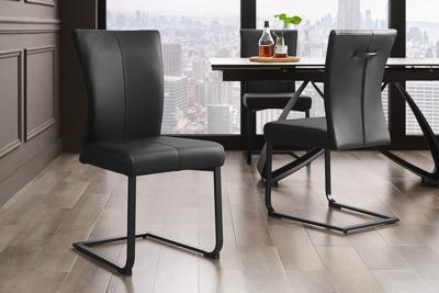 Moderne sledestoel SAMSON zwart echt lederen metalen frame met comfortabele handgreep - 45174