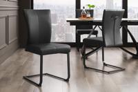 Moderne sledestoel SAMSON zwart echt lederen metalen frame met comfortabele handgreep - 45174