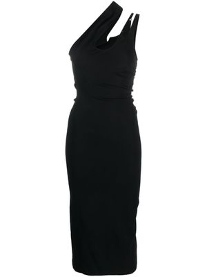 Mugler robe mi-longue à design asymétrique - Noir