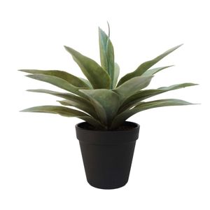 Kantoor kunstplant Agave grijs in zwarte pot 19 cm