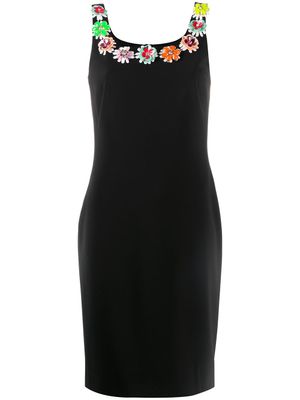 Boutique Moschino robe à fleurs brodées - Noir