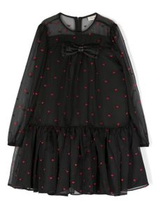 TWINSET Kids robe manches longues à motif cœur - Noir