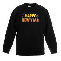 Happy new year sweater/ trui zwart voor kinderen - thumbnail