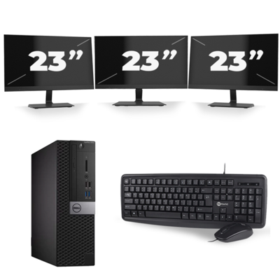 Dell OptiPlex 3070 SFF - Intel Core i5-9e Generatie - 8GB RAM - 256GB SSD - Windows 11 + 3x 23 inch Monitor