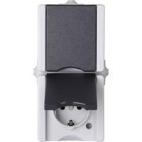 Kopp 947556008 proAQA Compleet Wandcontactdoos met randaarde en klapdeksel spatwaterdicht Grijs 1 stuk(s)