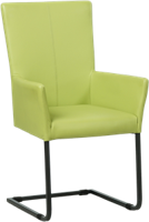 Felgroene leren industriële eetkamerstoel Dare - poot vierkant zwart - Toledo Leer Lime (felgroen leer)