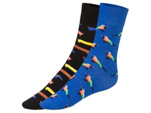 2 paar sokken (35-38, Zwart/blauw patroon)