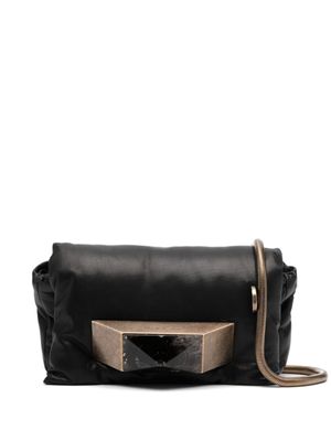 Rick Owens sac porté épaule en cuir à plaque logo - Noir