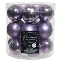 18x stuks kleine glazen kerstballen heide lila paars 4 cm mat/glans   -