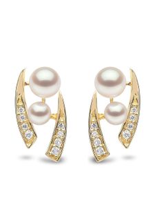 Yoko London puces d'oreilles Trend en or jaune 18ct ornées de diamants et de perles