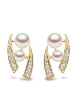 Yoko London puces d'oreilles Trend en or jaune 18ct ornées de diamants et de perles - thumbnail