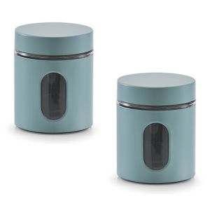 2x Eucalyptus groene voorraadblikken/potten met venster 600 ml