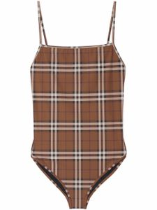 Burberry maillot de bain à carreaux - Marron