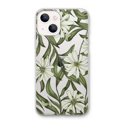 Wit bloemenpatroon: iPhone 13 mini Transparant Hoesje