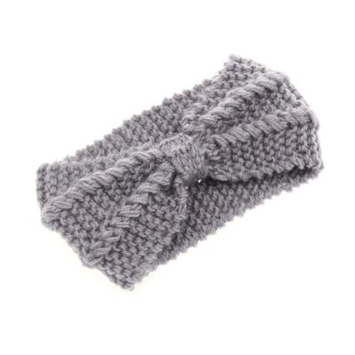 Winter gebreide hoofdband tulband vrouwen haak boog brede stretch Hairband hoofd wrap (grijs)