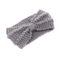 Winter gebreide hoofdband tulband vrouwen haak boog brede stretch Hairband hoofd wrap (grijs)