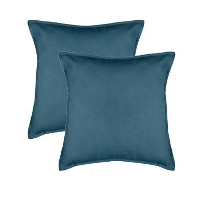 Bank/sierkussens huiskamer Sophia - 2x stuks - 53 x 53 cm - Blauw - polyester - met rits