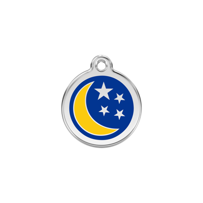 Moon & Stars Navy roestvrijstalen hondenpenning small/klein dia. 2 cm - Reddingo