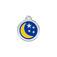 Moon & Stars Navy roestvrijstalen hondenpenning small/klein dia. 2 cm - Reddingo