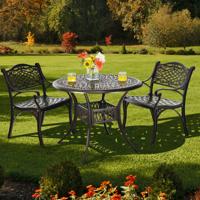 Tuin Tafel met Parasol Gat Ø 90 cm Ronde Balkon Tafel van Aluminiumgietwerk Weerbestendige Terras Tafel voor Tuin 90 x 90 x 72 cm