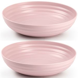 Set van 4x kommetjes/schaaltjes - Dessert/ontbijt - Kunststof - D22 cm - Oudroze