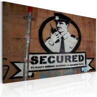 Schilderij - Banksy - Secured, 40x60cm , wanddecoratie , premium print op canvas - thumbnail