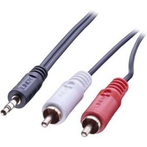 Lindy 35683 5m 2 x RCA 3.5mm Zwart audio kabel