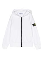 Stone Island Junior hoodie zippé à patch Compass - Blanc