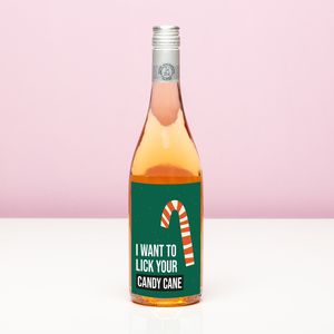 Wijnfles kerst I want to lick your candy cane - Rosé (Blush Rosé)