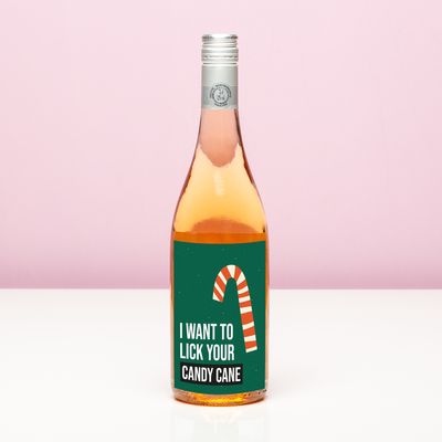 Wijnfles kerst I want to lick your candy cane - Rosé (Blush Rosé)