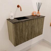 Toiletmeubel Mondiaz Joya Dlux | 70 cm | Meubelkleur Dusk | Faye wastafel Lava Wasbak Links | Zonder kraangat(en)