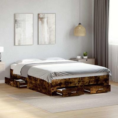 Bedframe met lades bewerkt hout gerookt eikenkleurig 135x190 cm