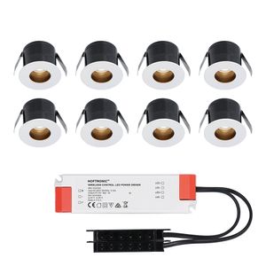 8x Olivia - Mini 12V LED inbouwspot wit met trafo - Verzonken - 3 Watt - Niet dimbaar - IP44 waterdicht voor buiten - 2700K Warm wit - Lage inbouwdie