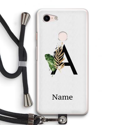 Charcoal Flora: Pixel 3 Transparant Hoesje met koord