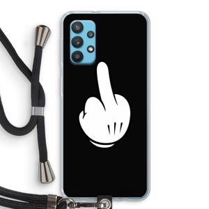 Middle finger black: Samsung Galaxy A32 4G Transparant Hoesje met koord