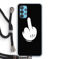 Middle finger black: Samsung Galaxy A32 4G Transparant Hoesje met koord