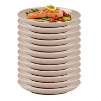 Plasticforte Rond camping bord - 12x - onbreekbaar - D25 cm - beige - kunststof