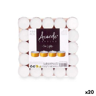 Kaarsenset Acorde 62372-GOLD Tea Lights Wit Gouden (20 Stuks)