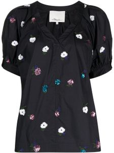 3.1 Phillip Lim blouse à fleurs brodées - Bleu