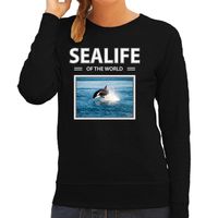 Orka sweater / trui met dieren foto sealife of the world zwart voor dames